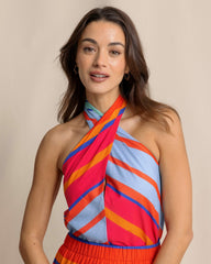 Fallon Calypso Cay Stripe Halter Top Southern Tide Discount