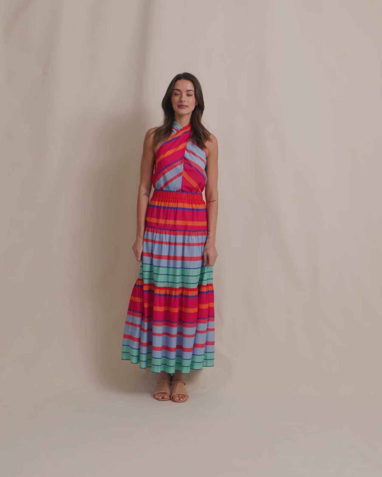 Fallon Calypso Cay Stripe Halter Top Southern Tide Discount