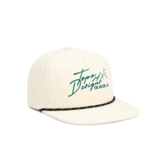 Topo Designs Corduroy Trucker Hat – Topo Script - 5-Panel Corduroy Hat